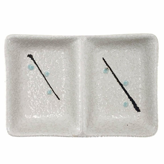 [Like_new] Happy Sales HSSD-DBWB4 Dual Sauce Bowls Set of 4 White & Blue Cherry Blossom