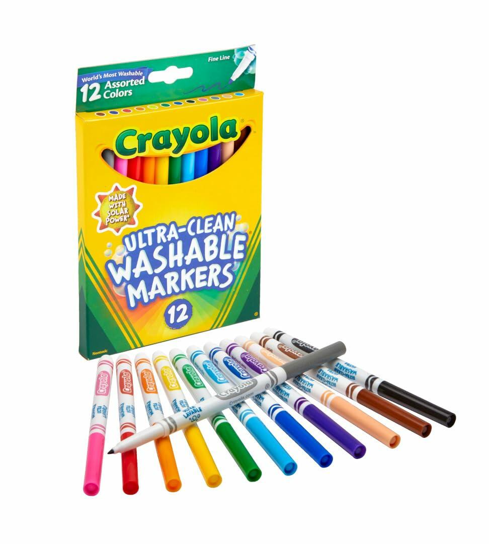 [Like New] Crayola Ultra Clean Fine Line Markers 12ct Washable Colors Arts Crafts