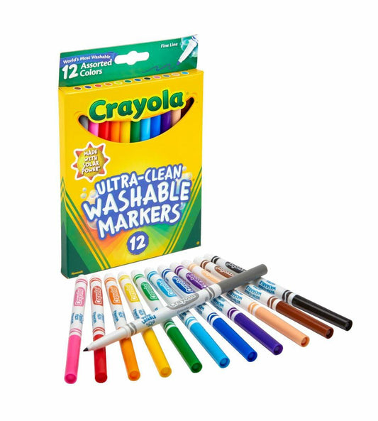 [Like New] Crayola Ultra Clean Fine Line Markers 12ct Washable Colors Arts Crafts
