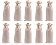 Viamto Burlap Wine Bags Drawstring Lining Beige 15x35cm 10pcs