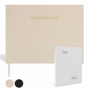 Classic Linen Guest Book Layflat Plain Blank Pages Wedding Baby Shower