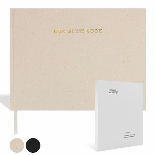 Classic Linen Guest Book Layflat Plain Blank Pages Wedding Baby Shower