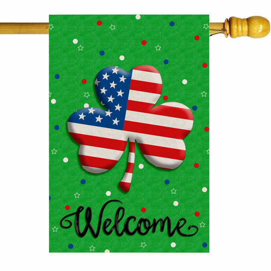 ZAEW St. Patrick's Day Shamrocks Garden Flag 12x18 Inch Green Double Sided