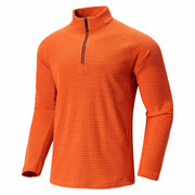 Men's Waffle Quarter Zip Pullover Shirt Mock Neck Sweatshirt Orange Size M