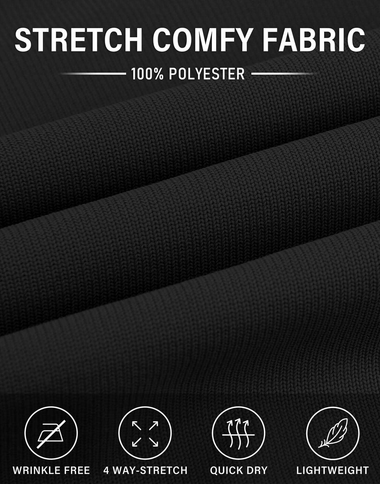 SERAMY Mens Golf Dress Pants Slim Fit Stretch Quick Dry Black Size 36