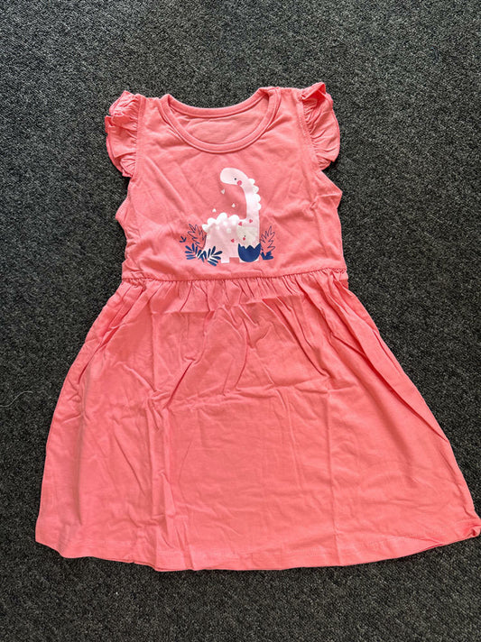 Toddler Girl Dinosaur Sundress Short Sleeve Pink Size 5T