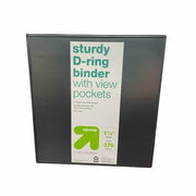 up & up 3-Ring Sturdy D-Ring Binder with View Pockets 1.5 inch Black