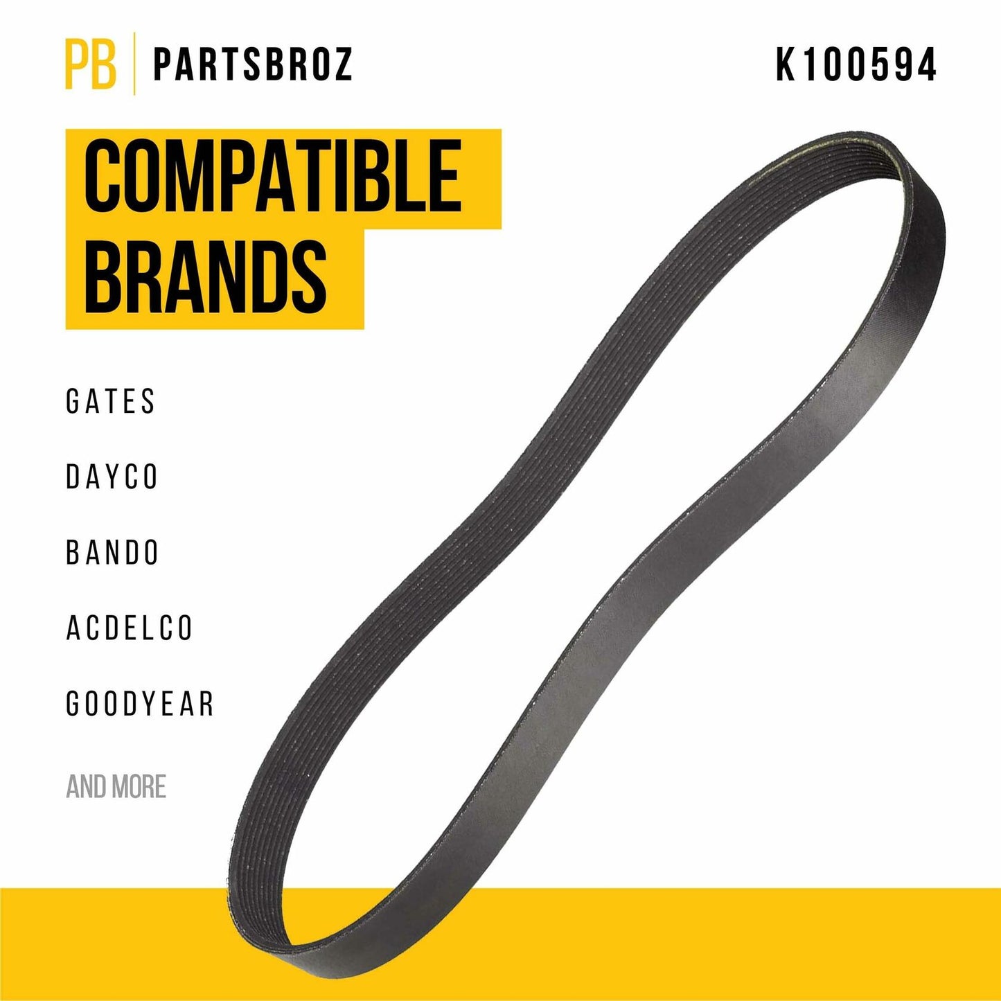 PartsBroz K070901 Micro-V Serpentine Drive Belt Black Compatible Gates