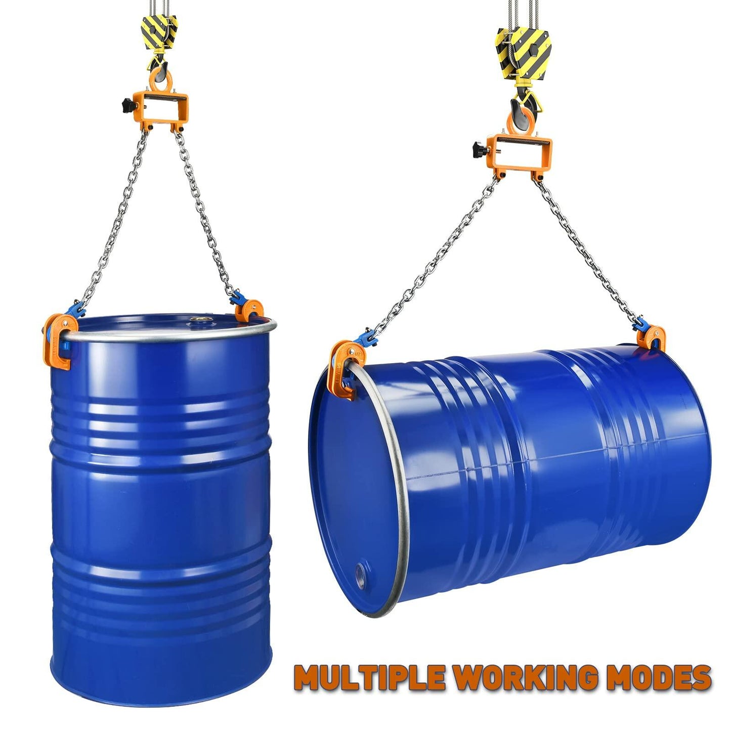 WowDIY 55 Gallon Drum Lift Chain Lifter 2200 lbs Carbon Steel Hook Black