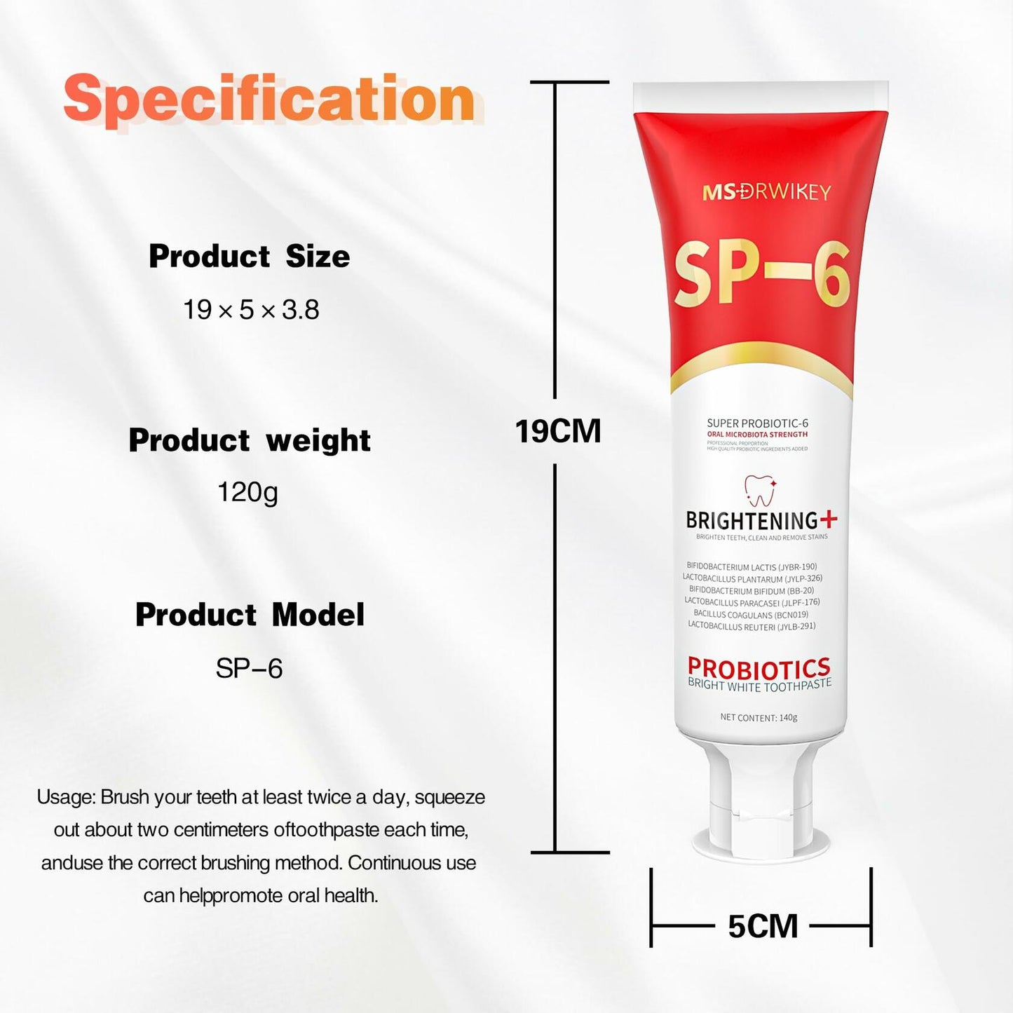 MS-DRWIKEY Probiotic Whitening Toothpaste 6 Probiotics 4.9oz 3 Pack