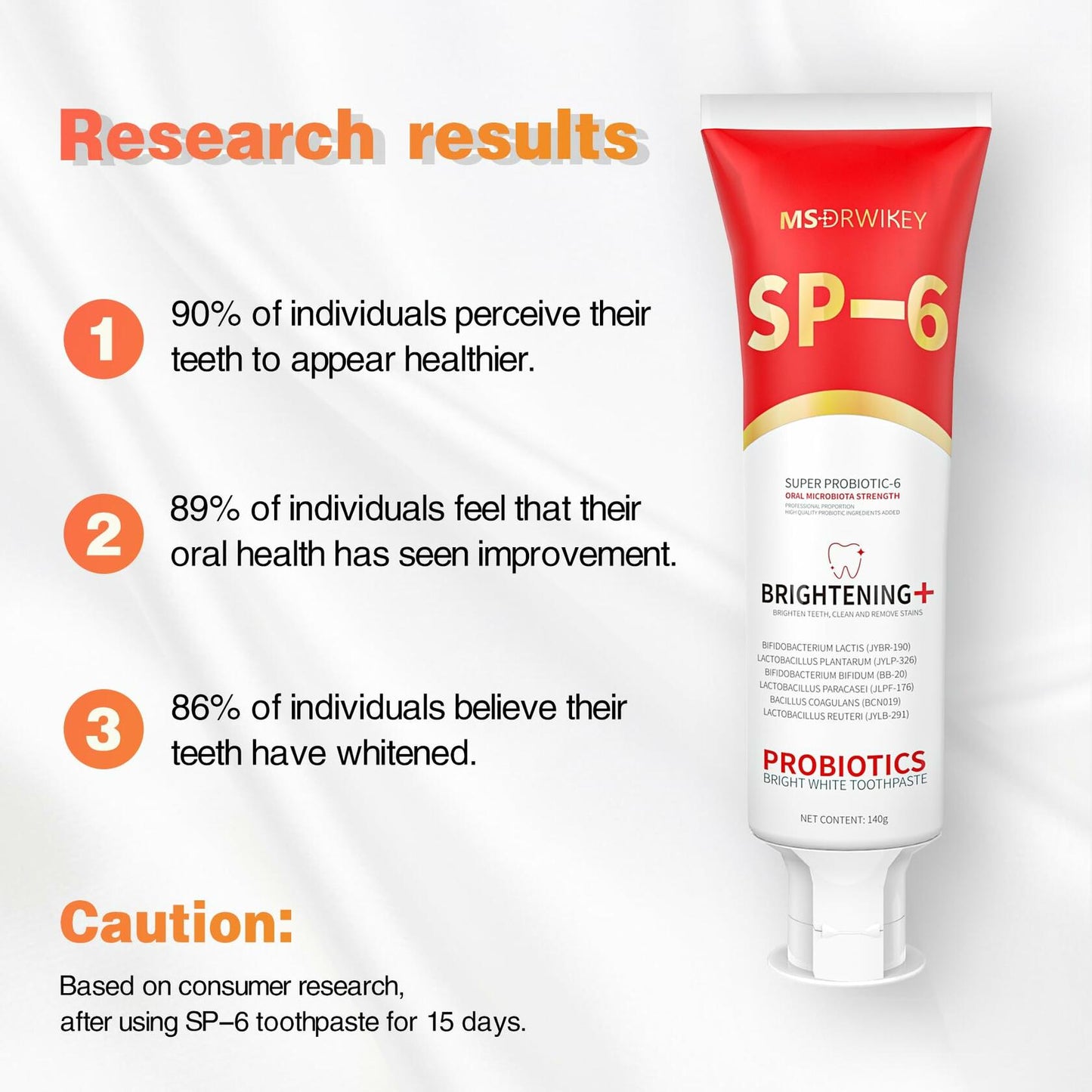 MS-DRWIKEY Probiotic Whitening Toothpaste 6 Probiotics 4.9oz 3 Pack