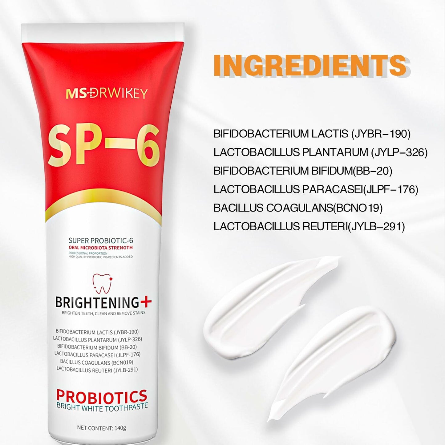 MS-DRWIKEY Probiotic Whitening Toothpaste 6 Probiotics 4.9oz 3 Pack