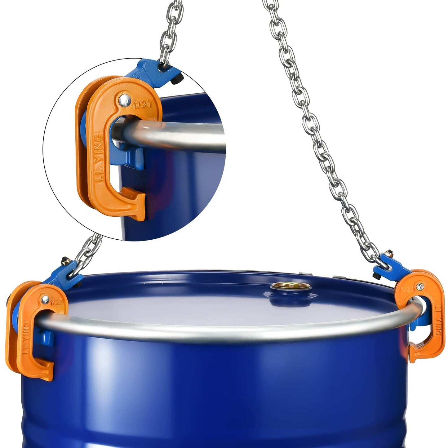 WowDIY 55 Gallon Drum Lift Chain Lifter 2200 lbs Carbon Steel Hook Black