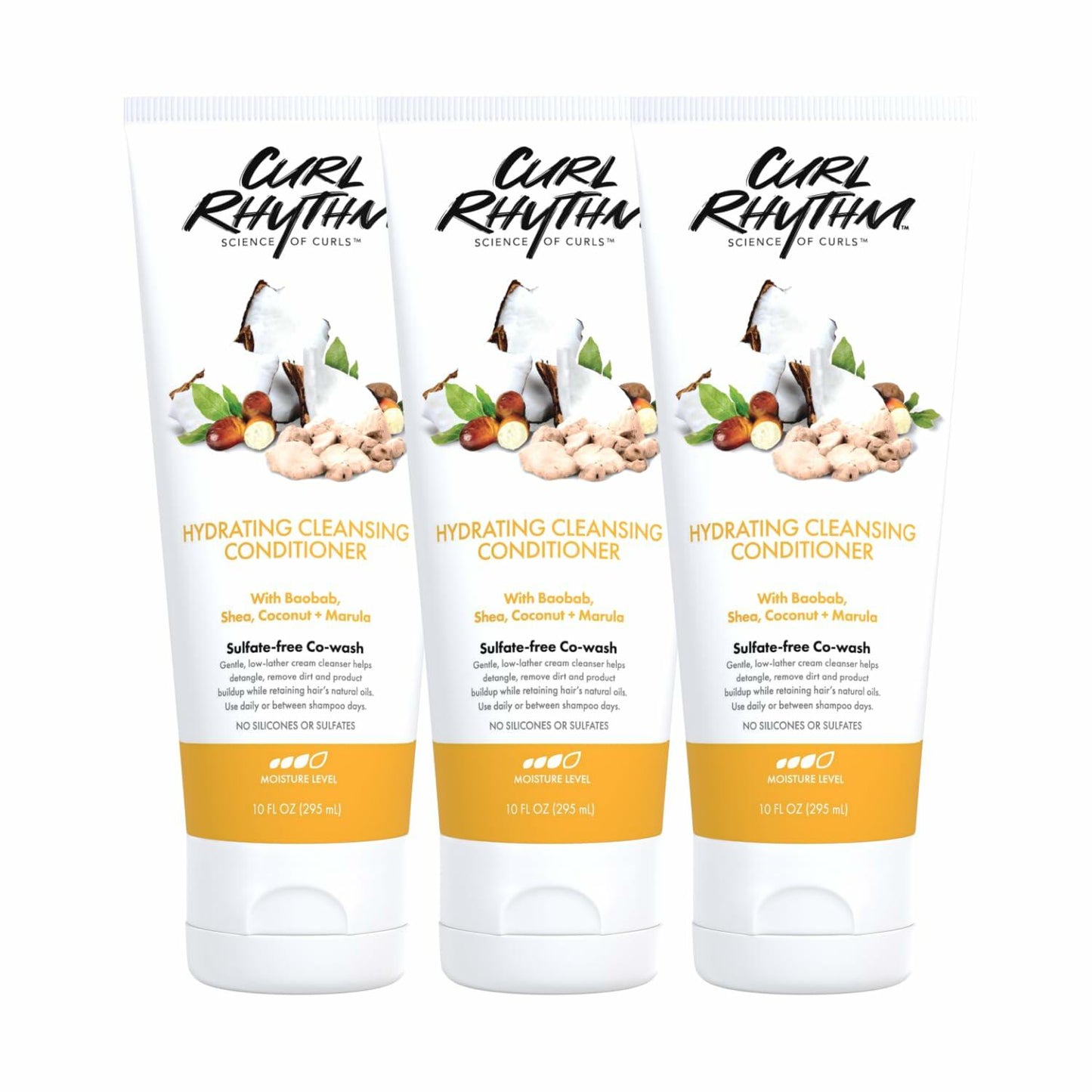 Curl Rhythm Hydrating Cleansing Cowash Conditioner Shea Butter 10oz 3 Pack