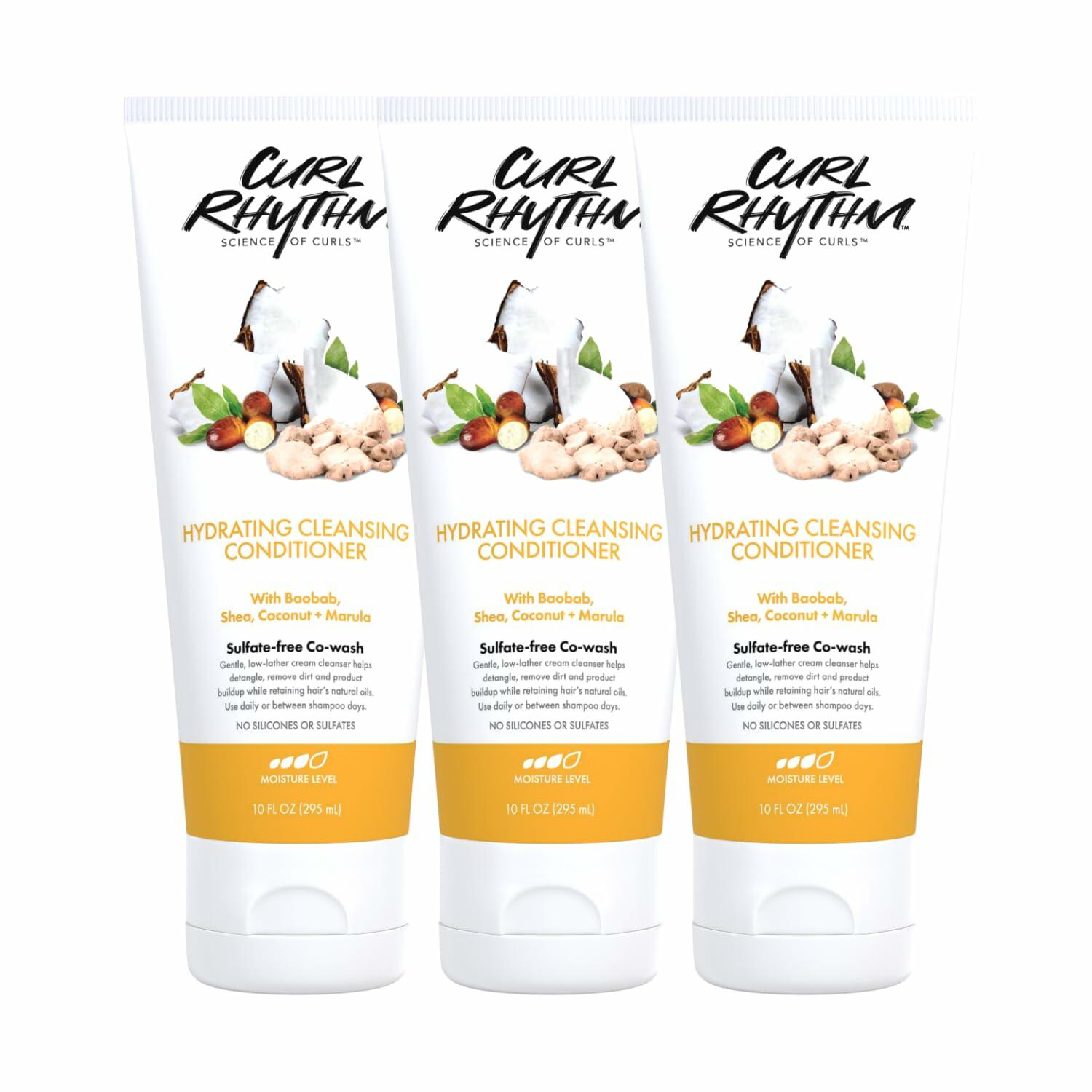 Curl Rhythm Hydrating Cleansing Cowash Conditioner Shea Butter 10oz 3 Pack