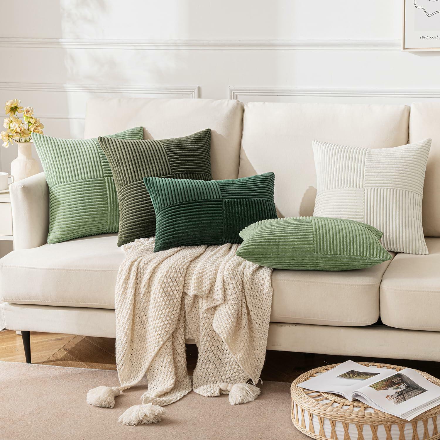 EMEMA Corduroy Throw Pillow Covers 12x20 Rust Pack of 2 Boho Decorative