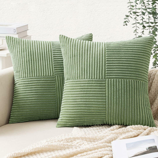 EMEMA Corduroy Throw Pillow Covers 12x20 Rust Pack of 2 Boho Decorative