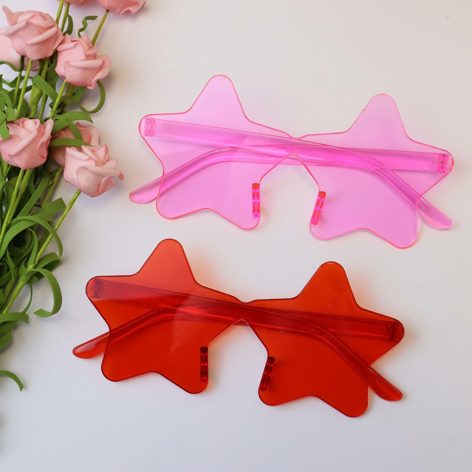 HELYKAKA 10 Pairs Star Shape Rimless Colorful Sunglasses Bulk Party Favors