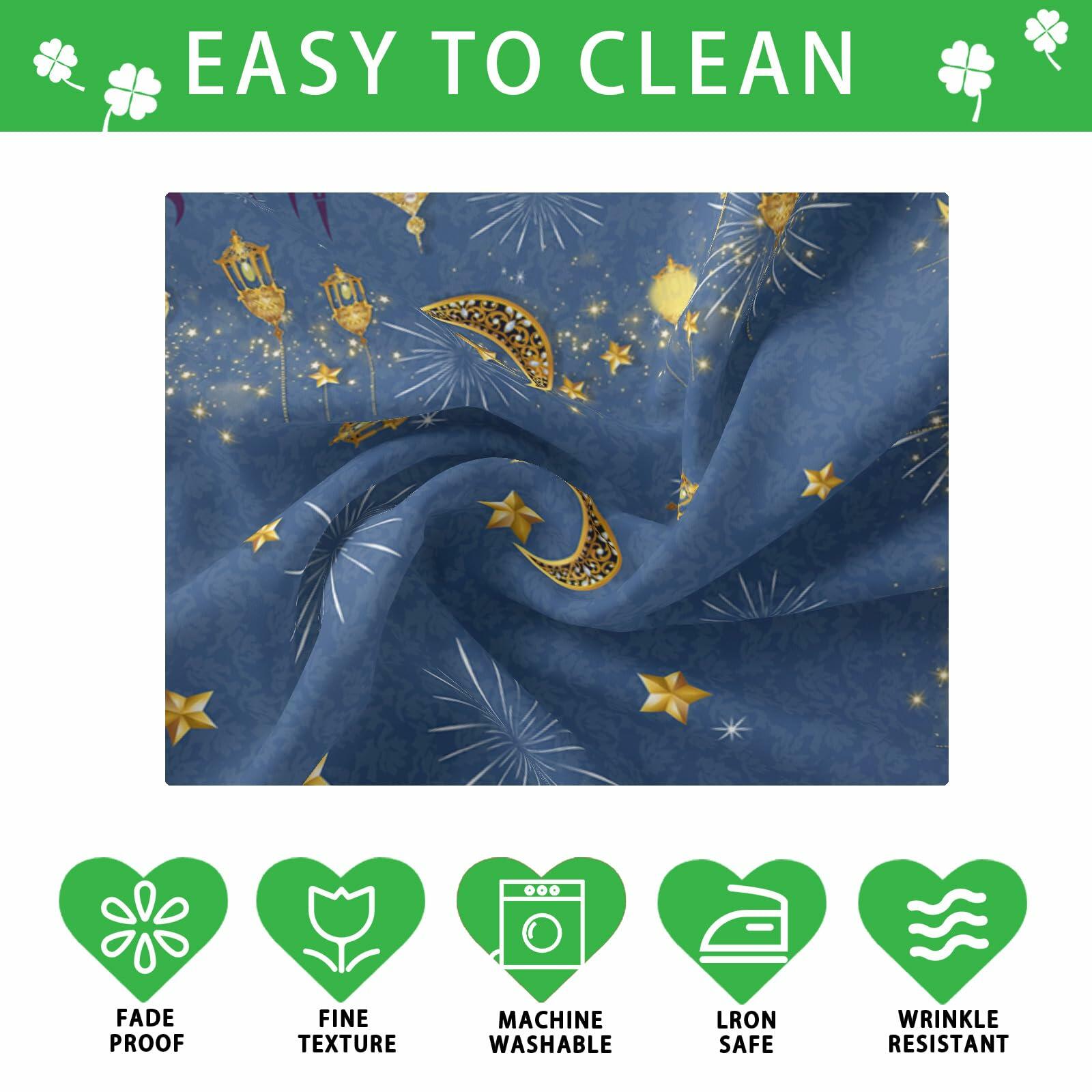 BOTB LIHM Ramadan Green Castle Lantern Stars Moon Tablecloth 60x60 Inch