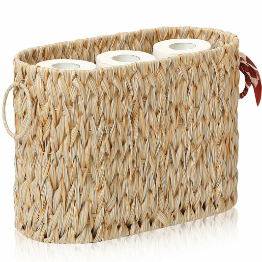 ELINZINE Toilet Paper Storage Holder for 6 Mega Rolls Bathroom Basket Buttermilk