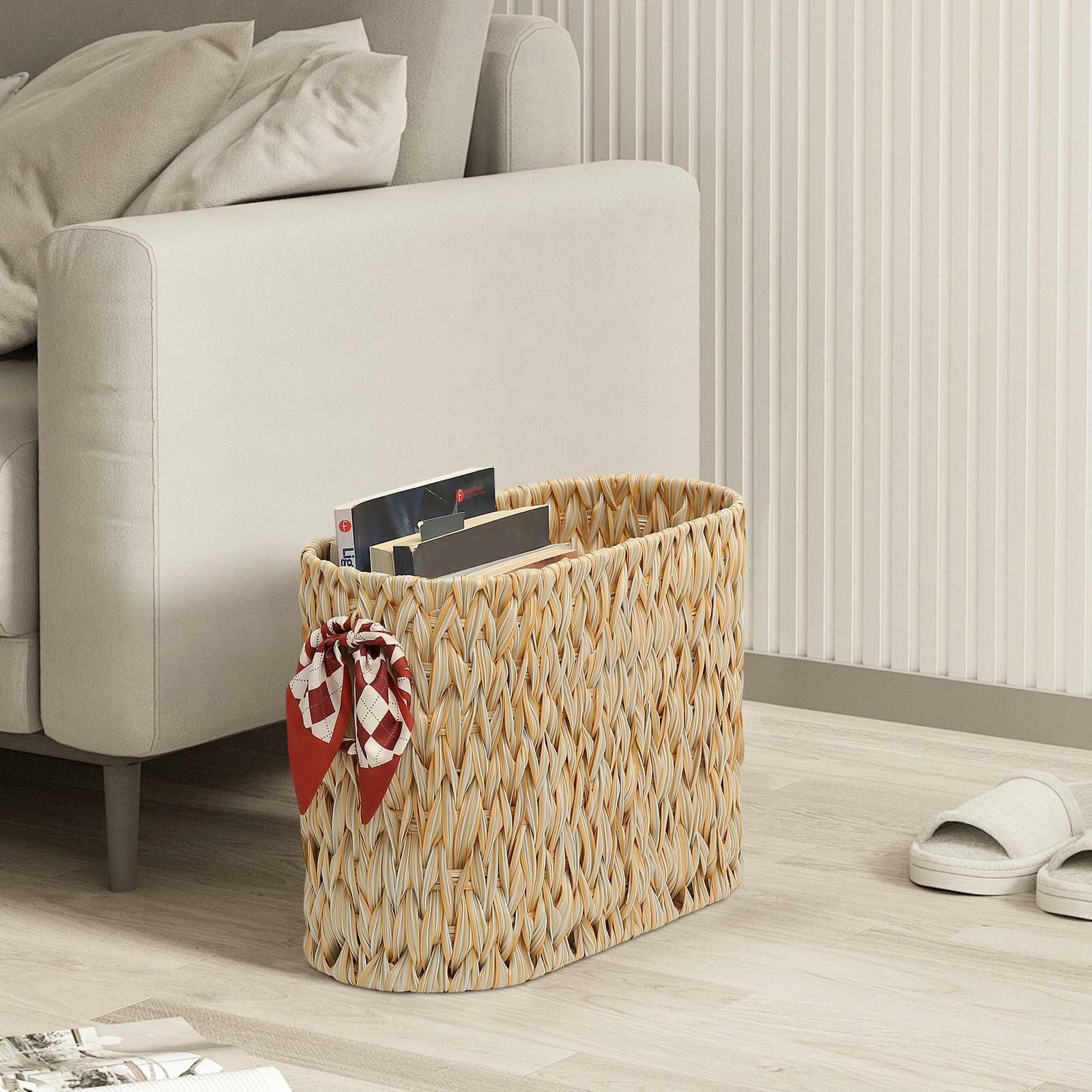 ELINZINE Toilet Paper Storage Holder for 6 Mega Rolls Bathroom Basket Buttermilk