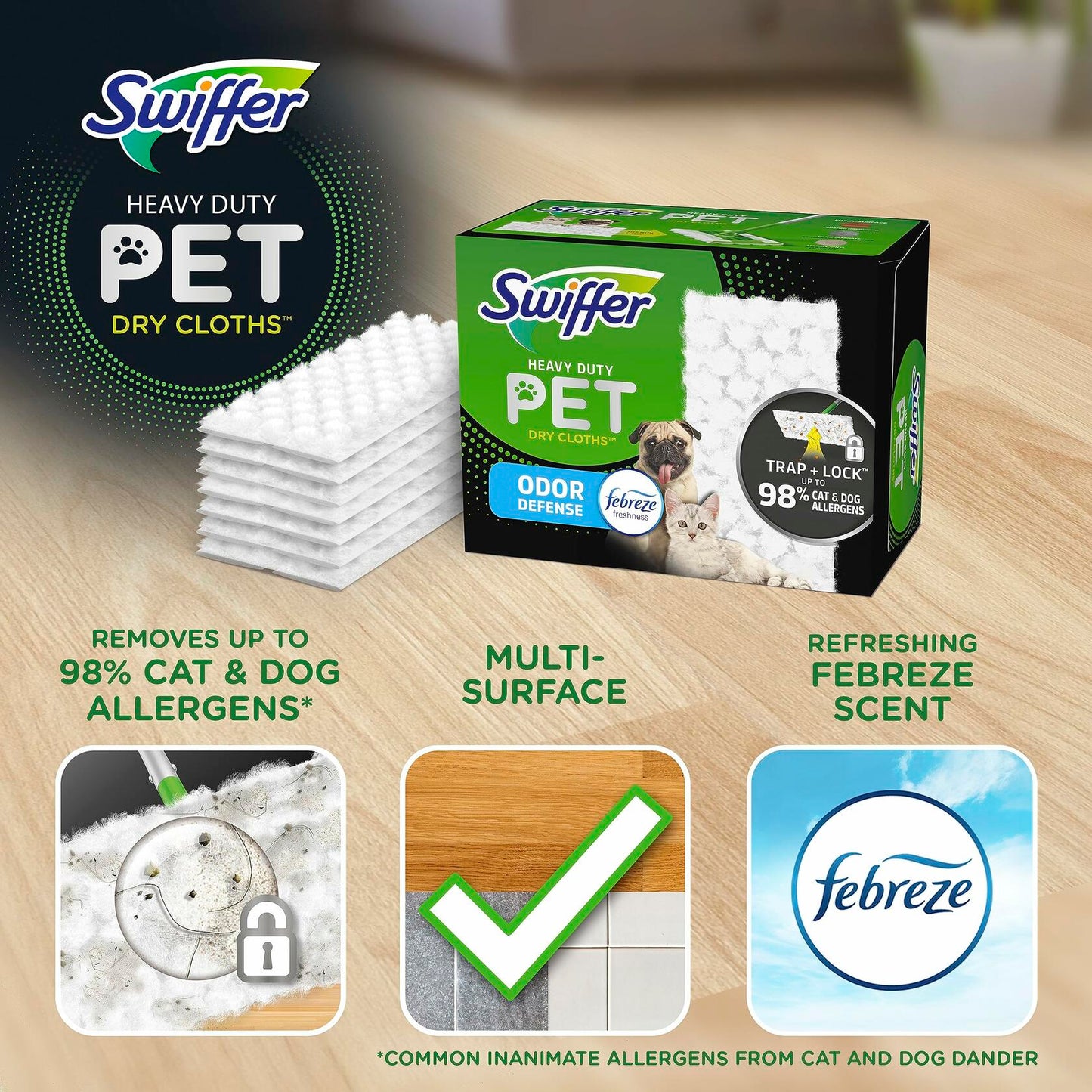 [Acceptable] Swiffer Sweeper Pet Heavy Duty Dry Cloth Refills Febreze 32 Count
