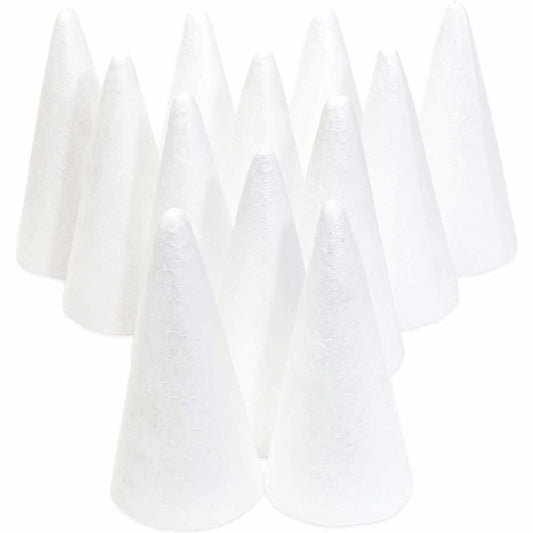 12 Pack Foam Cones for Crafts Trees Holiday Decorations Handmade White 2.7x5.5in