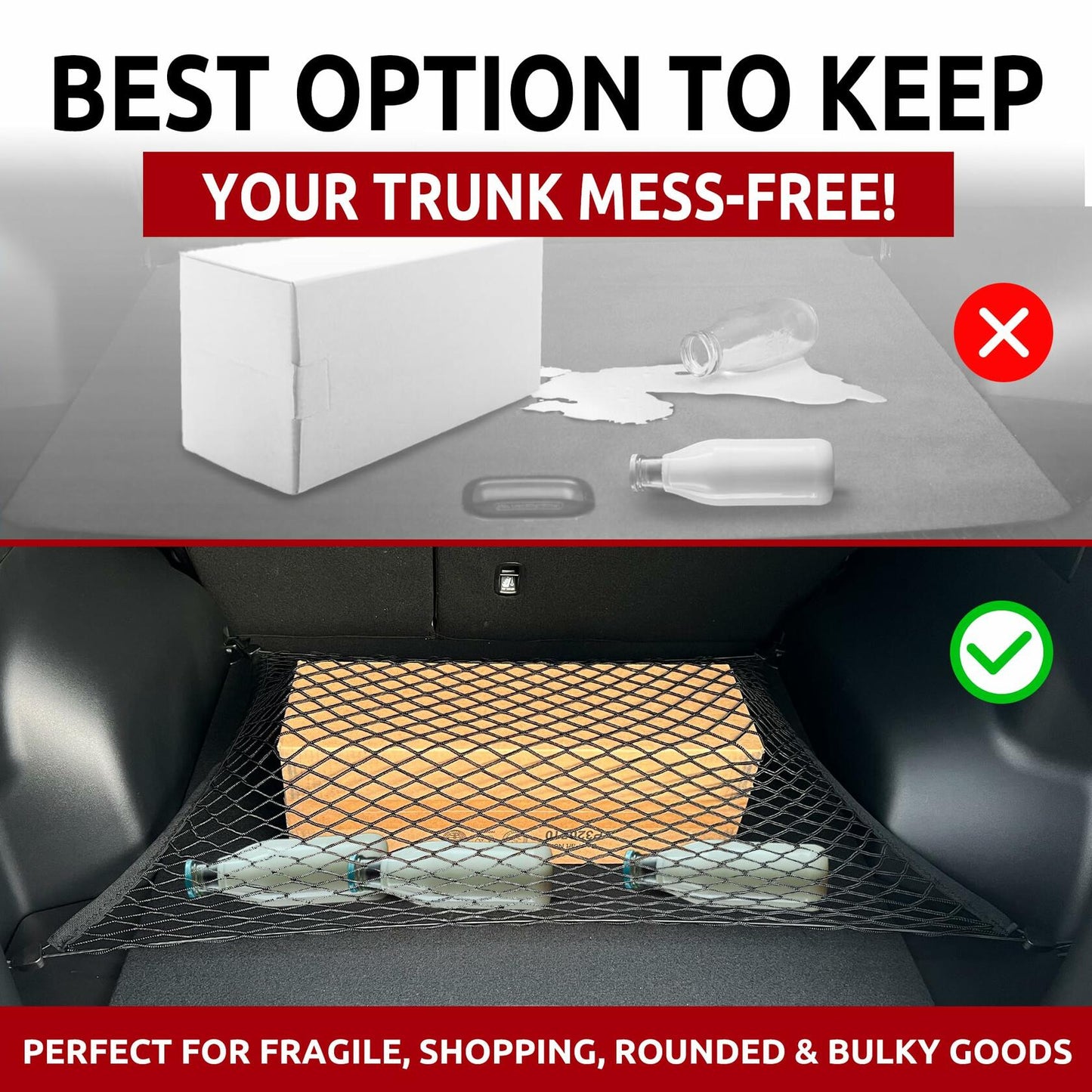 Hyundai Tucson 2022-2025 Trunk Mesh Cargo Net Envelope+Floor Black