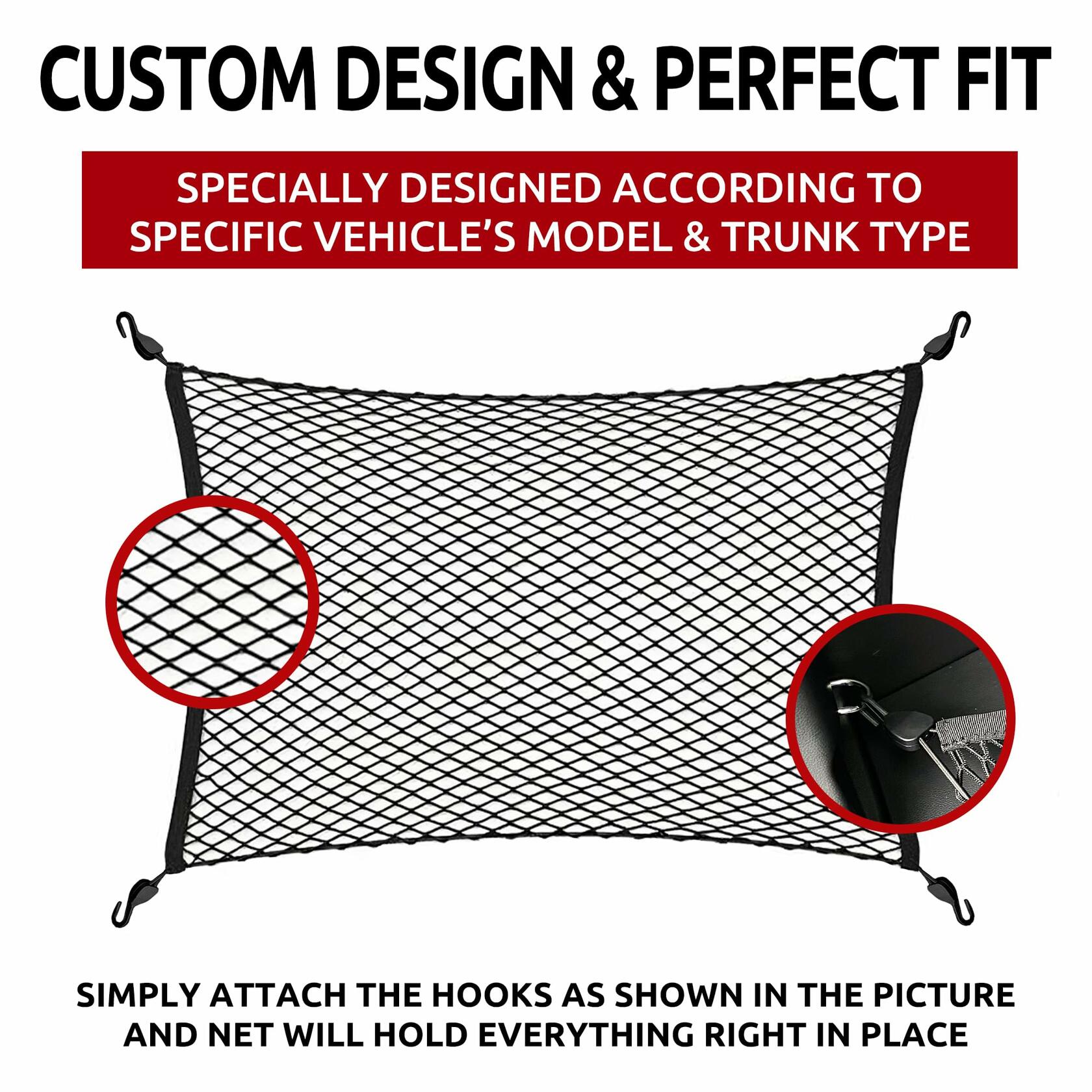Hyundai Tucson 2022-2025 Trunk Mesh Cargo Net Envelope+Floor Black