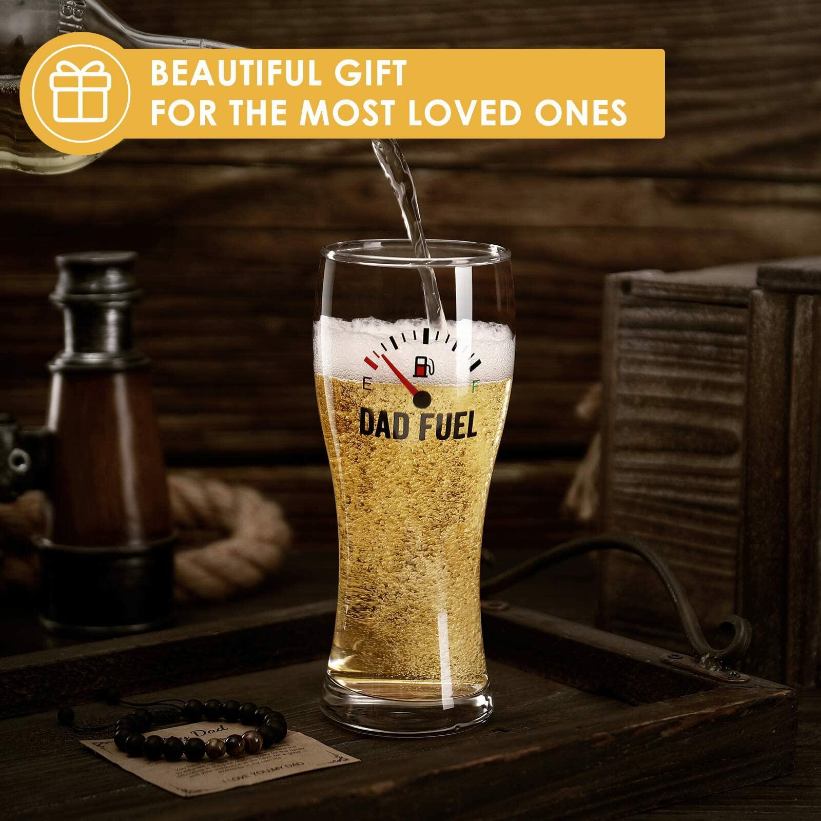Luka Tech Funny Beer Glass 450ml Unique Father's Day Gift for Dad