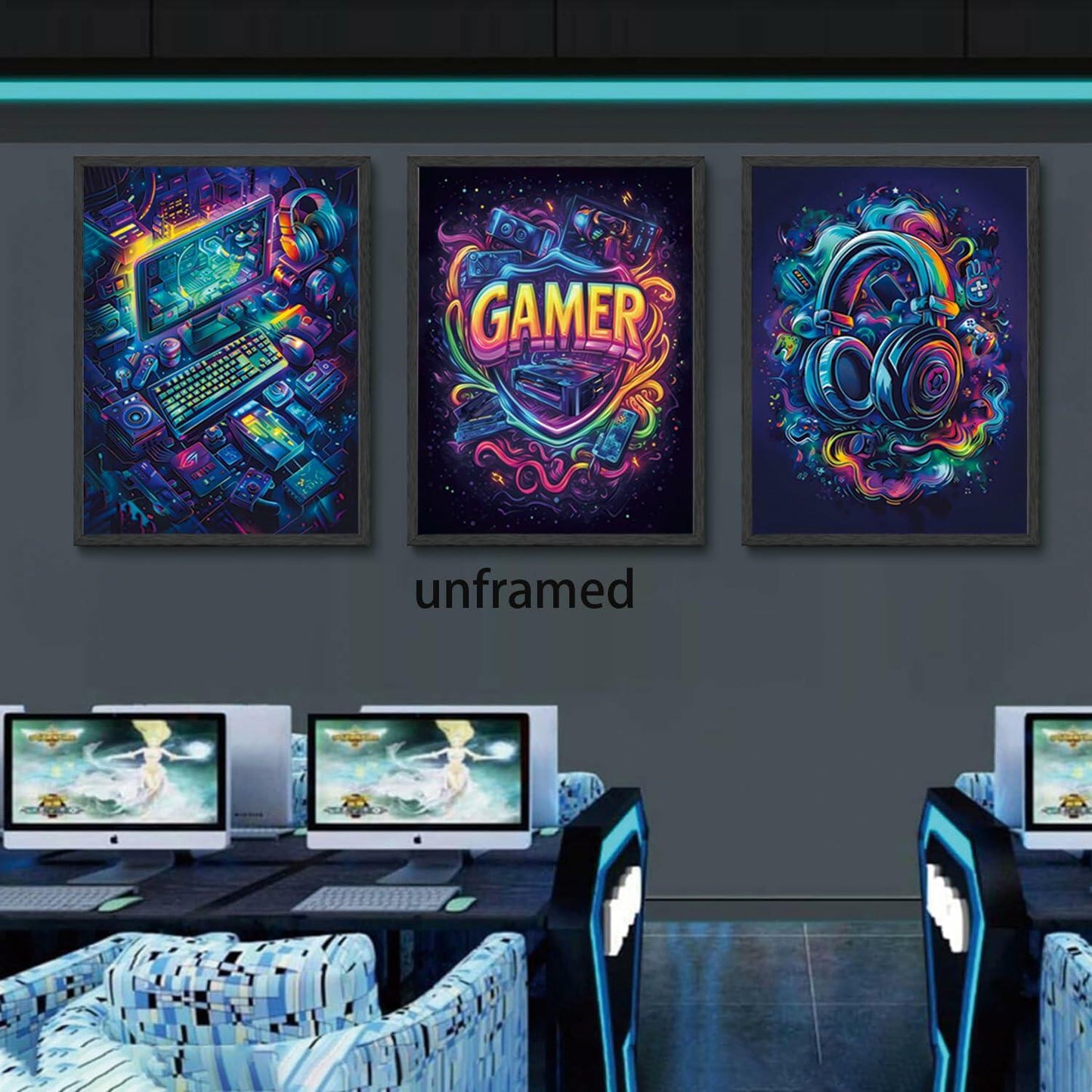 Yolbcdr Gaming Posters Set of 3 Video Game Wall Art 16x24in Unframed