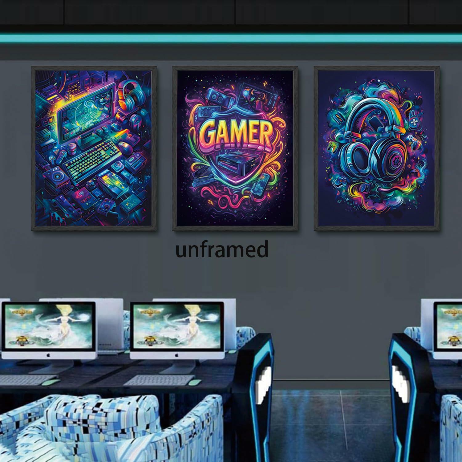 Yolbcdr Gaming Posters Set of 3 Video Game Wall Art 16x24in Unframed