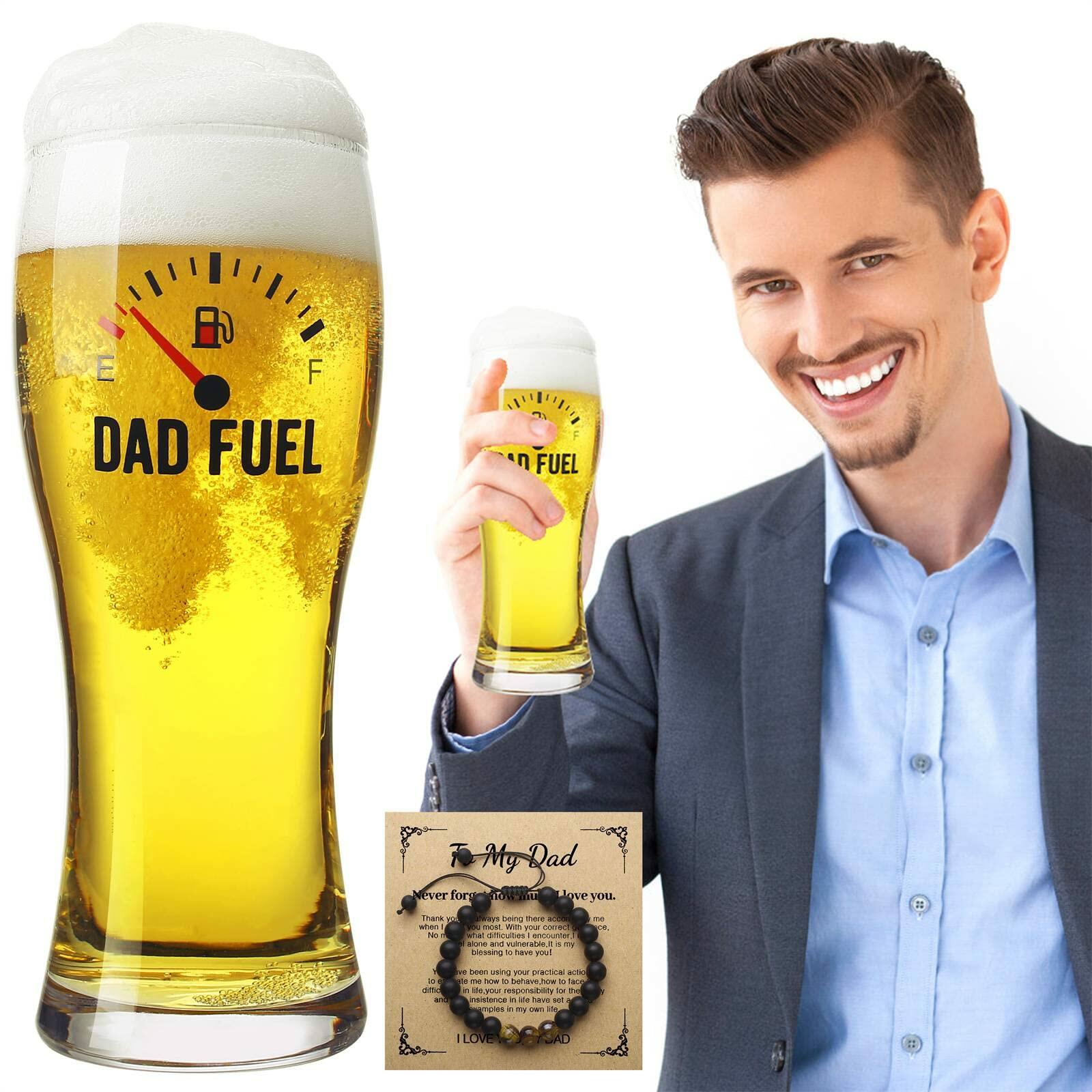 Luka Tech Funny Beer Glass 450ml Unique Father's Day Gift for Dad