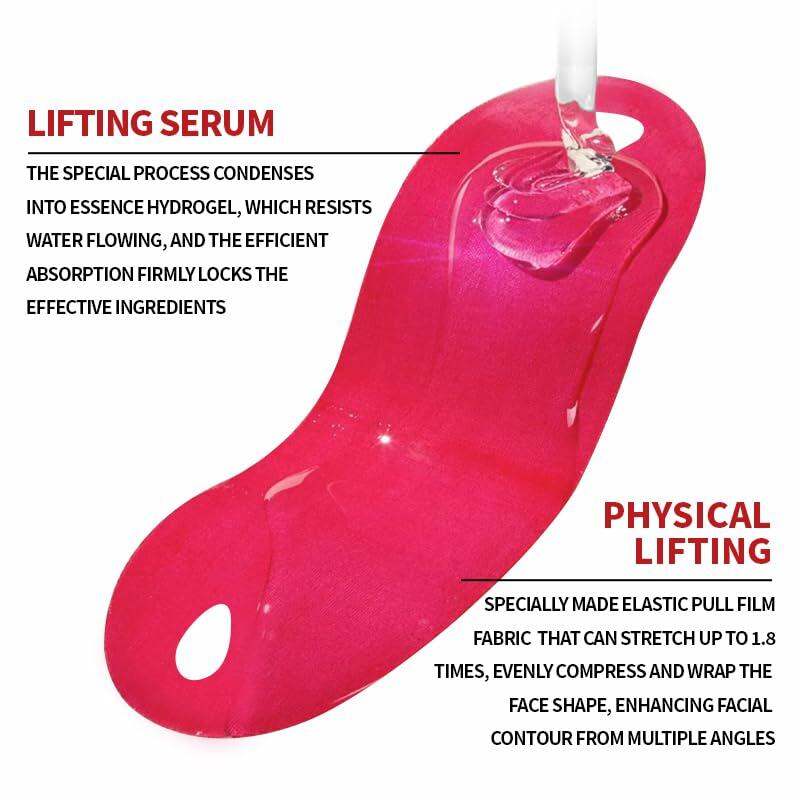 ROWMATE Chin Strap Toning Hydrogel Collagen Mask Hyaluronic Acid Red 10 pcs