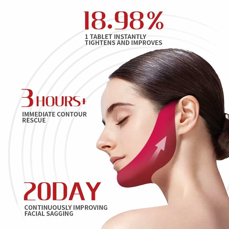 ROWMATE Chin Strap Toning Hydrogel Collagen Mask Hyaluronic Acid Red 10 pcs