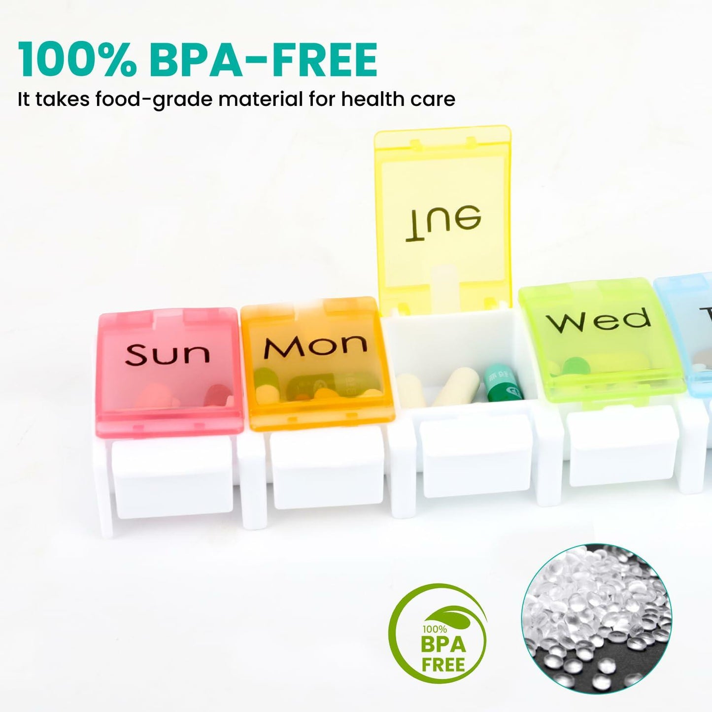 Weekly Pill Organizer 7 Day 3 Times a Day Portable Case Colorful