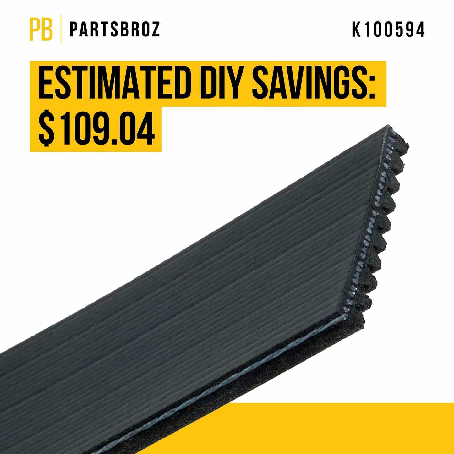 PartsBroz K070763 Micro-V Serpentine Drive Belt Compatible with Gates Black