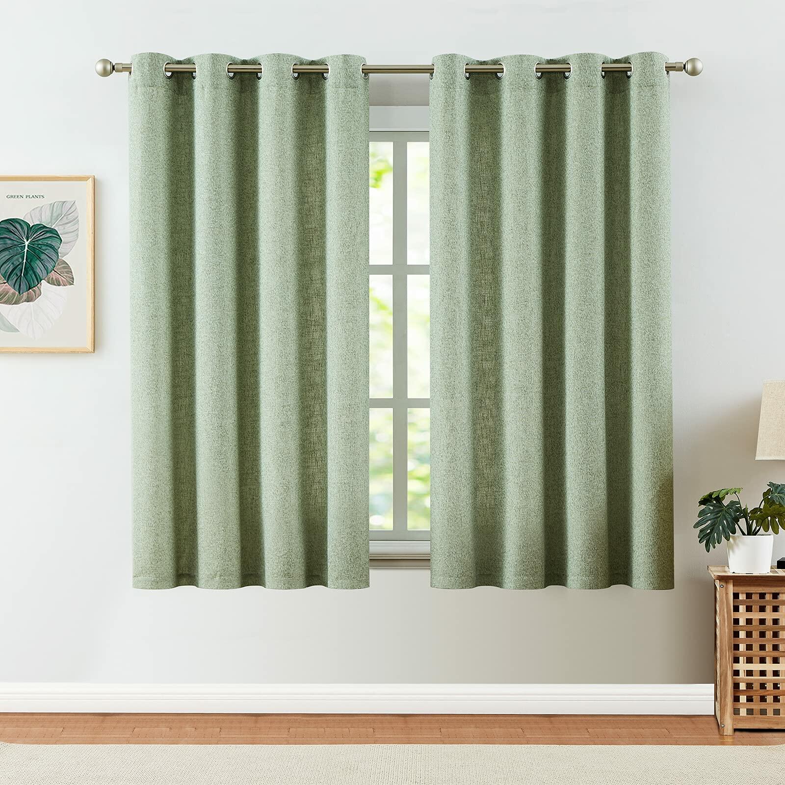 Jinchan Faux Linen Curtains 96” Gray Farmhouse Grommet Light Filtering Set