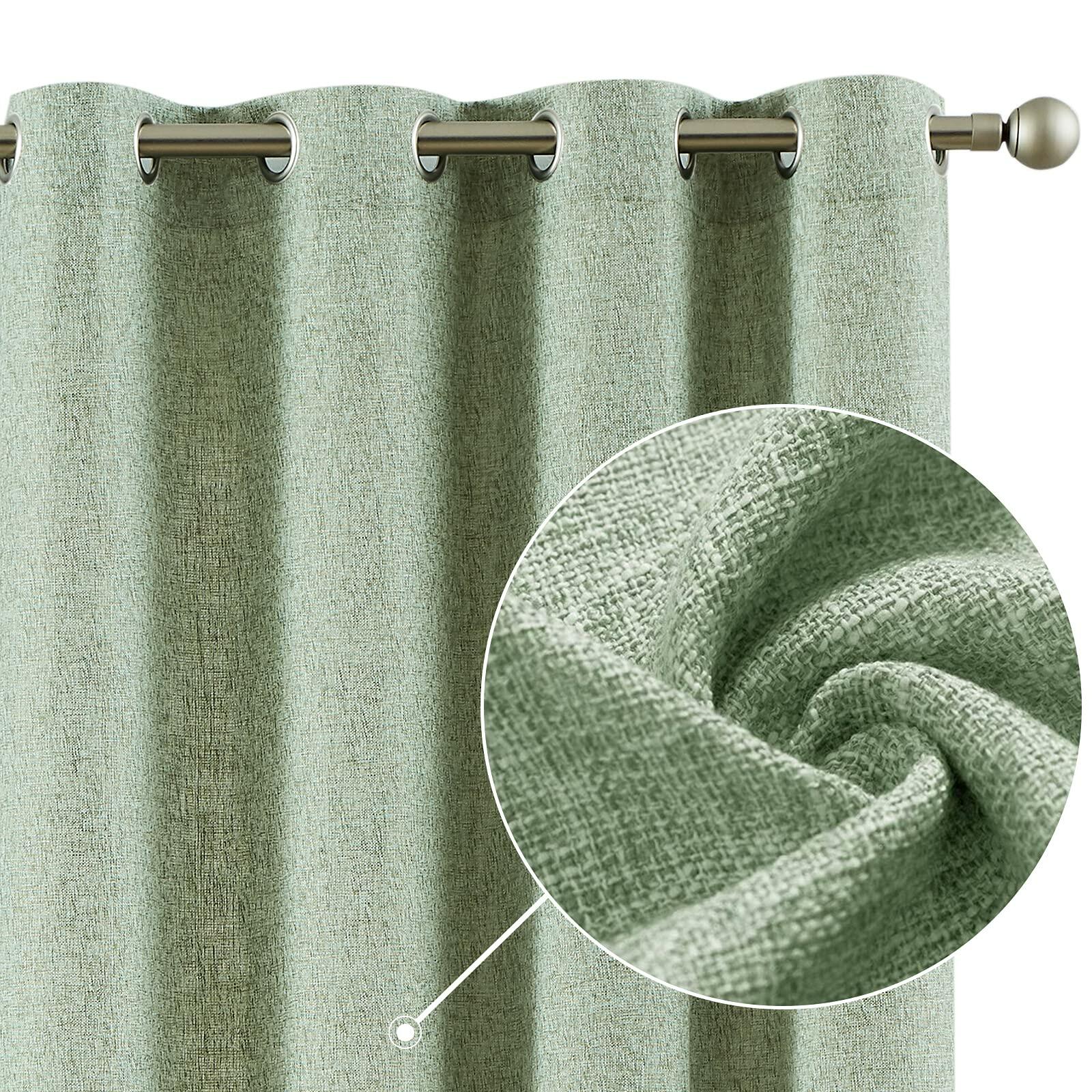 Jinchan Faux Linen Curtains 96” Gray Farmhouse Grommet Light Filtering Set