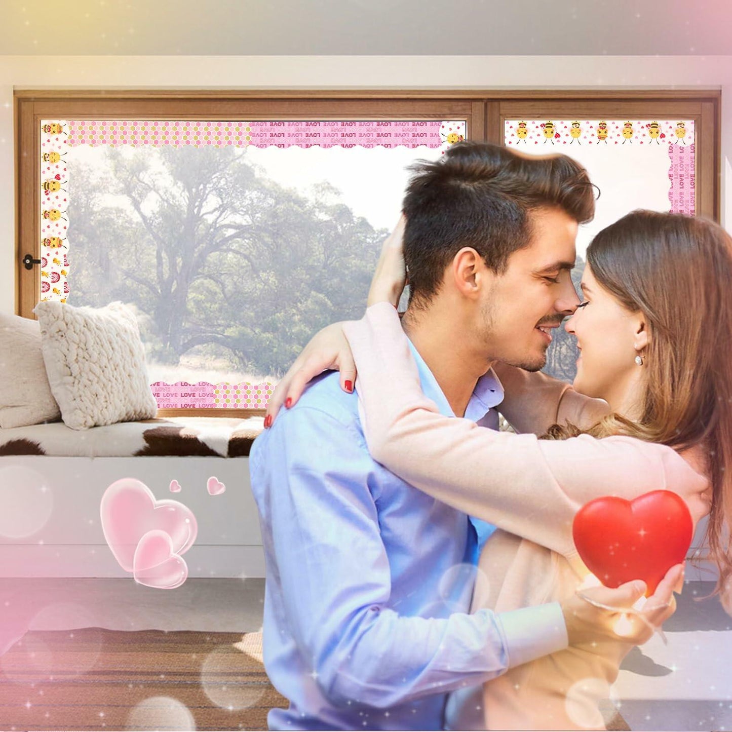 4 Rolls Valentine’s Day Bulletin Board Borders 131Ft Pink Bee Mine Trim