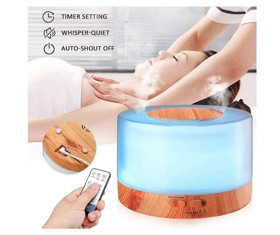 [Like_new] ZENVES 500ml Ultrasonic Essential Oil Diffuser with Remote Control LED Light