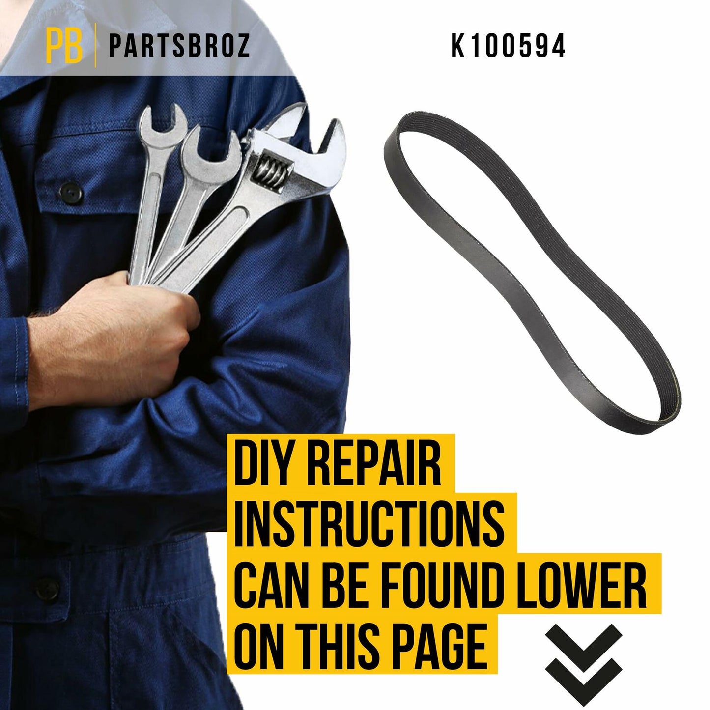 PartsBroz K060653 Micro-V Serpentine Drive Belt Compatible Gates Black