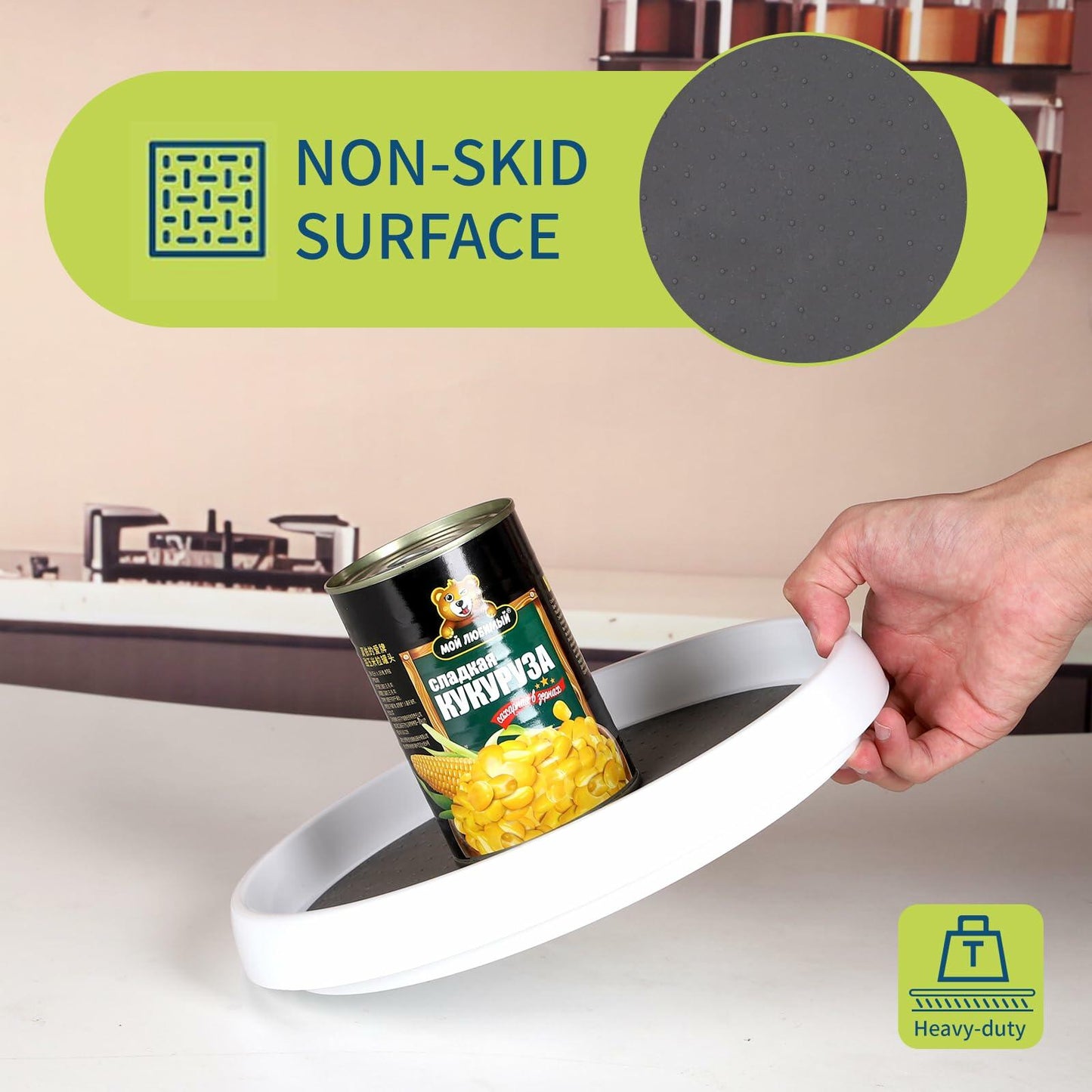 AngieQH 4-Pack 10" Anti Slip Lazy Susan Organizer Set White Plastic