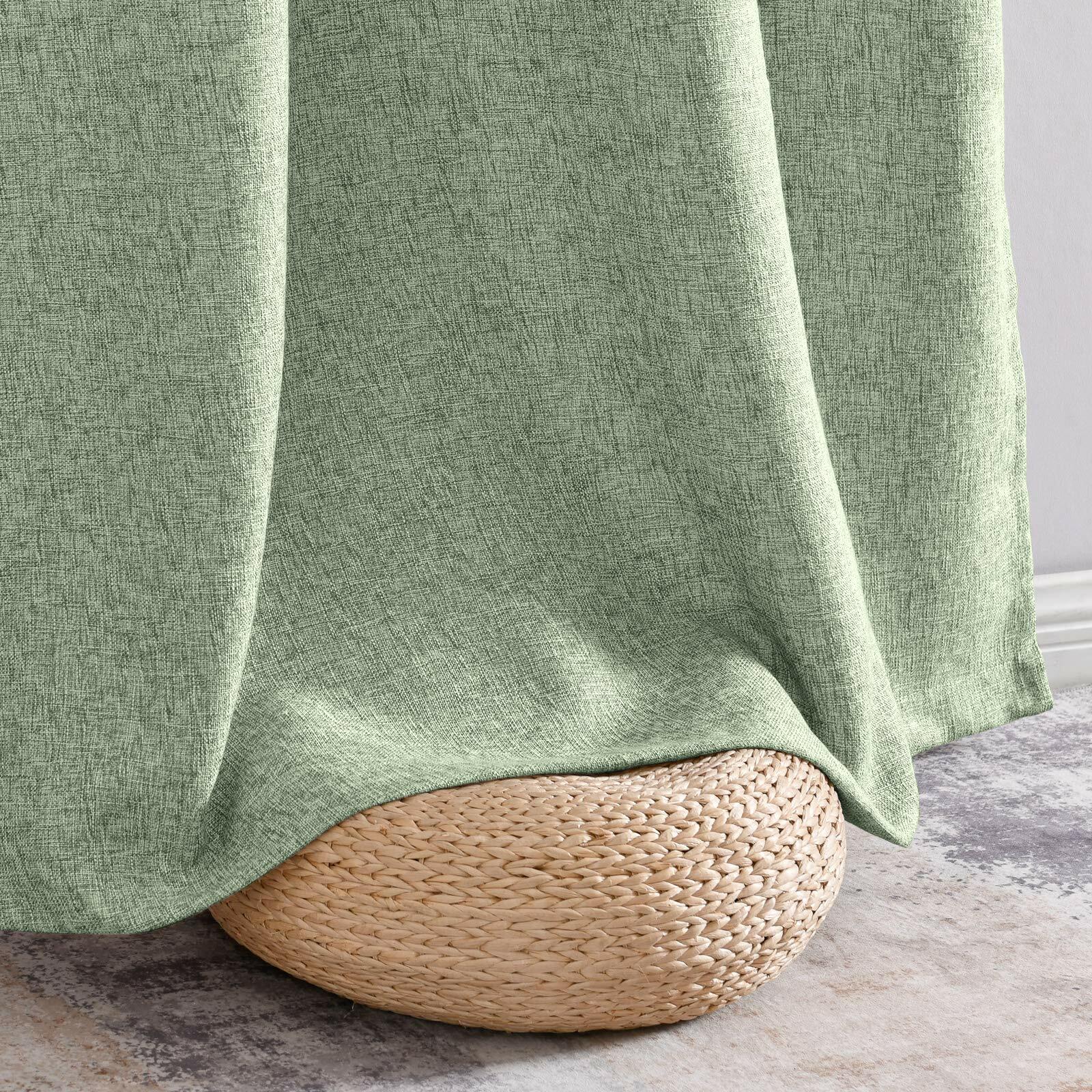 Jinchan Faux Linen Curtains 96” Gray Farmhouse Grommet Light Filtering Set