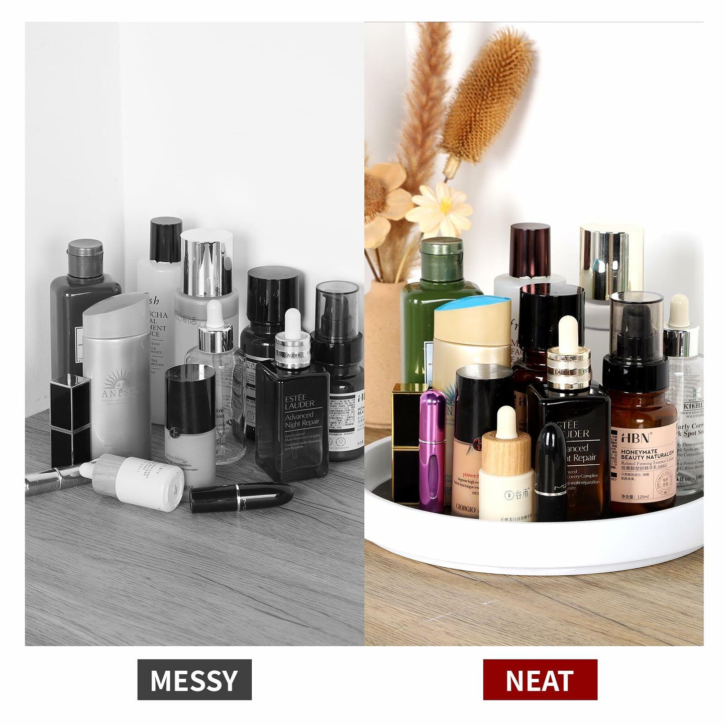 AngieQH 4-Pack 10" Anti Slip Lazy Susan Organizer Set White Plastic