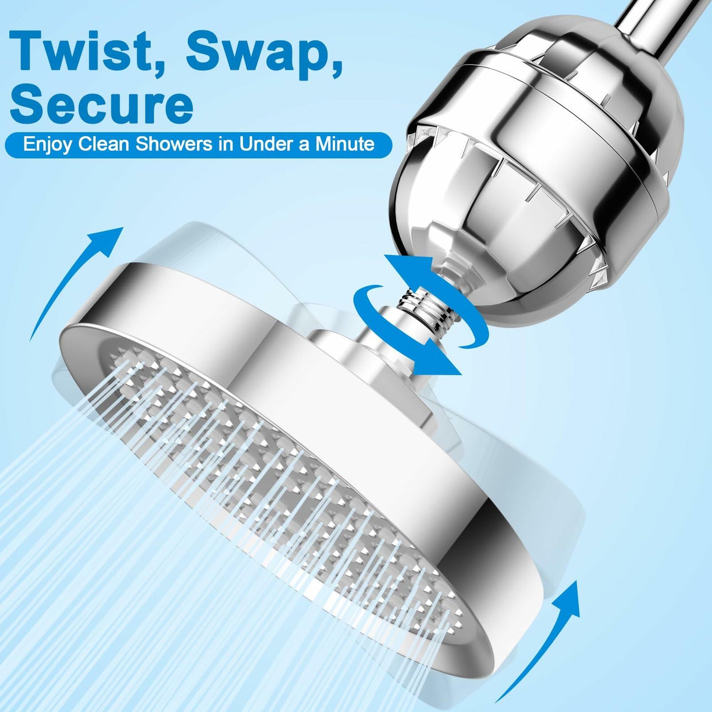 Shower Head Filter Vitamin C Hard Water Remove Chloride Heavy Metals