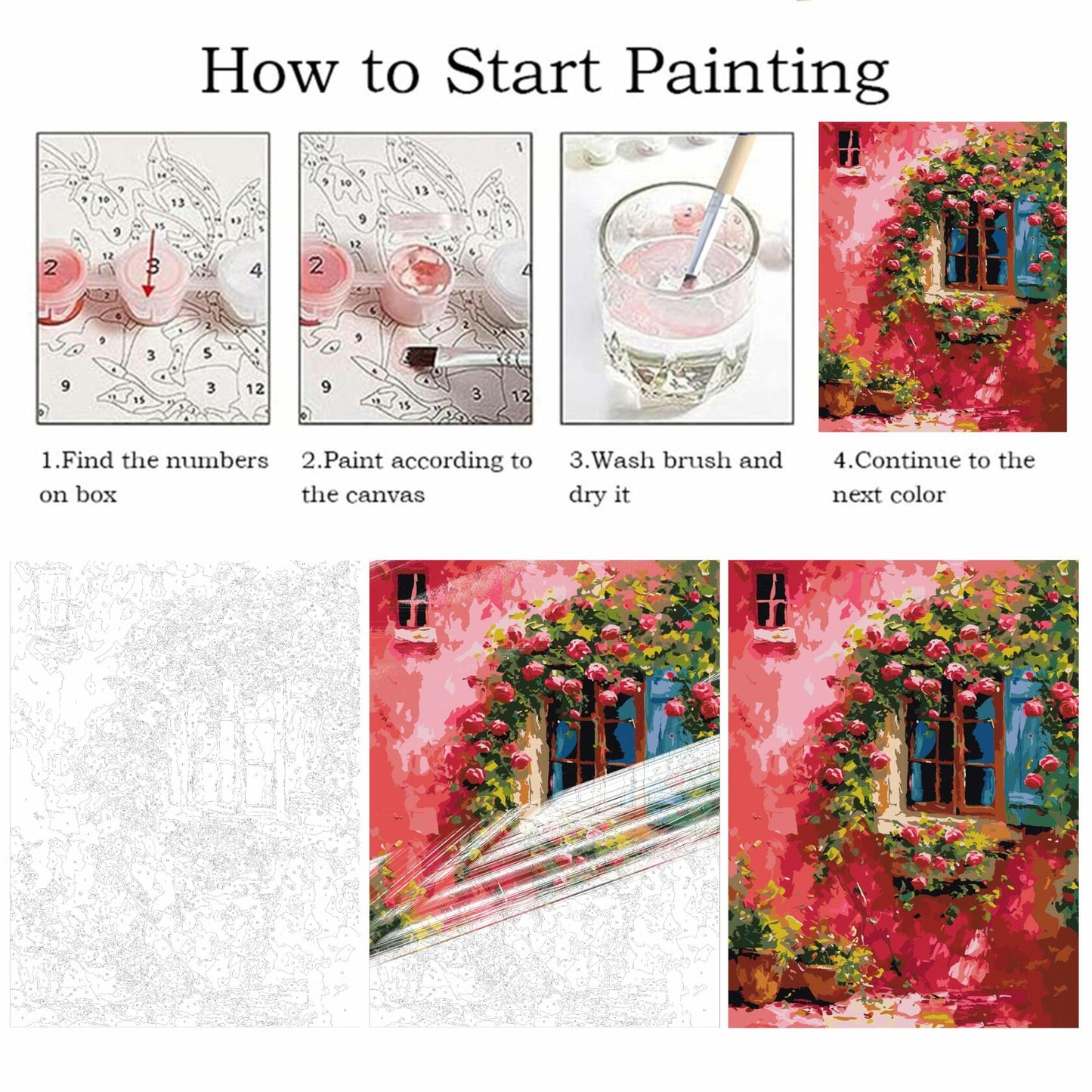 ZRIZQ Paint by Number Kit 12x16 Canvas Butterfly Rose Colorful Box