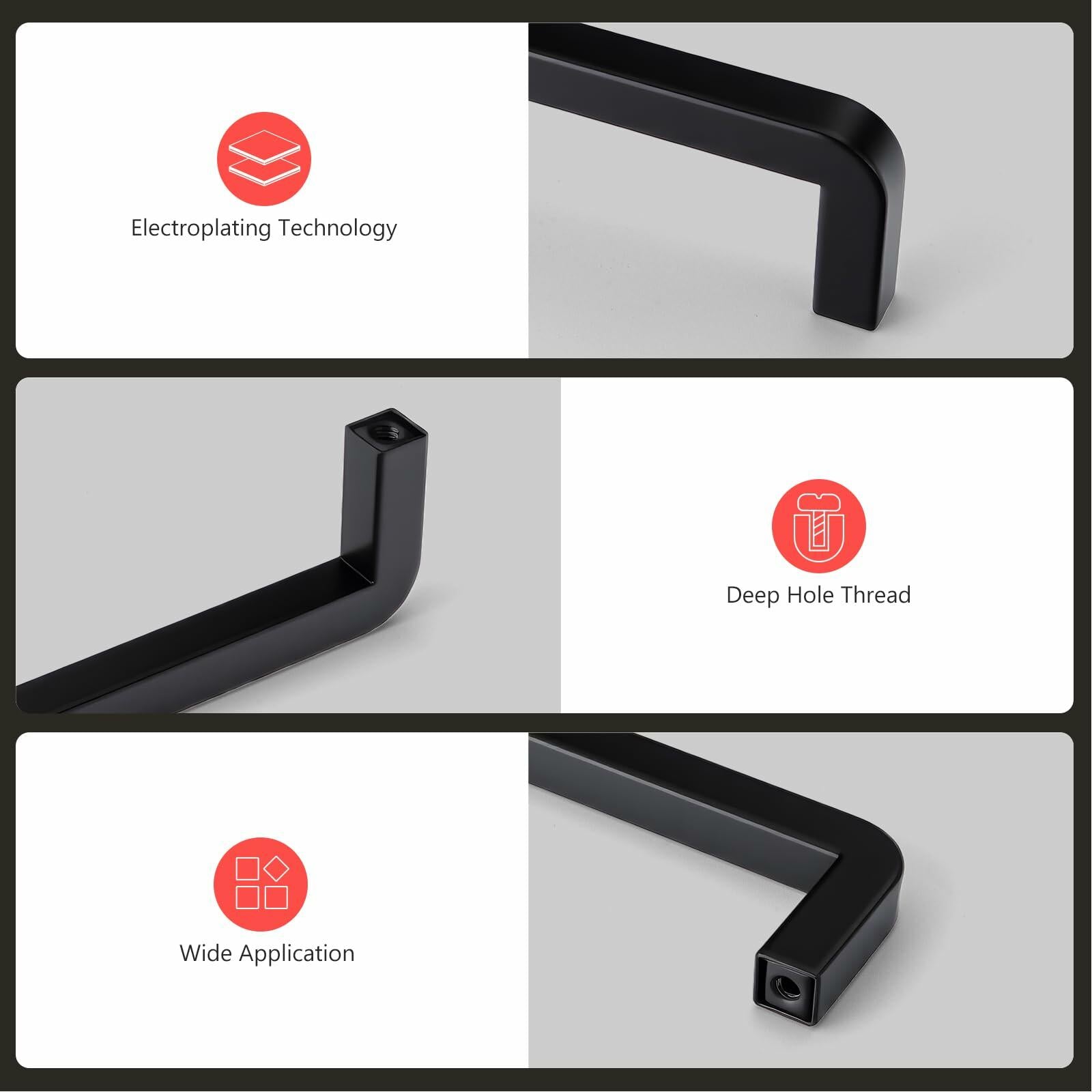 homdiy 25Pack 5in Black Stainless Steel Cabinet Handles Modern Drawer Pulls