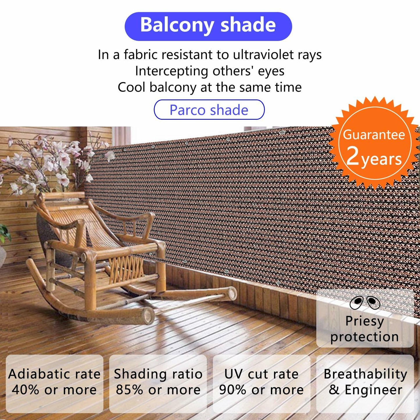 Demoul Privacy Fence Screen Balcony Deck Patio Shade Cover 3.28x16.4ft