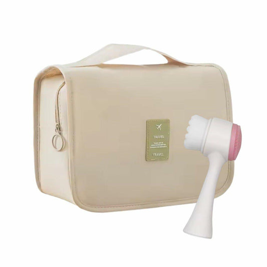 MARIA'S ESSENTIAL Makeup Bag Dual Facial Brush Medium Travel Organizer